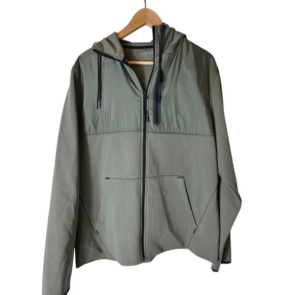 OLD NAVY Olive Green Active Go-H2O Water Repel Outdoor Casual Fleece Hoodie SZ L - Picture 1 of 8